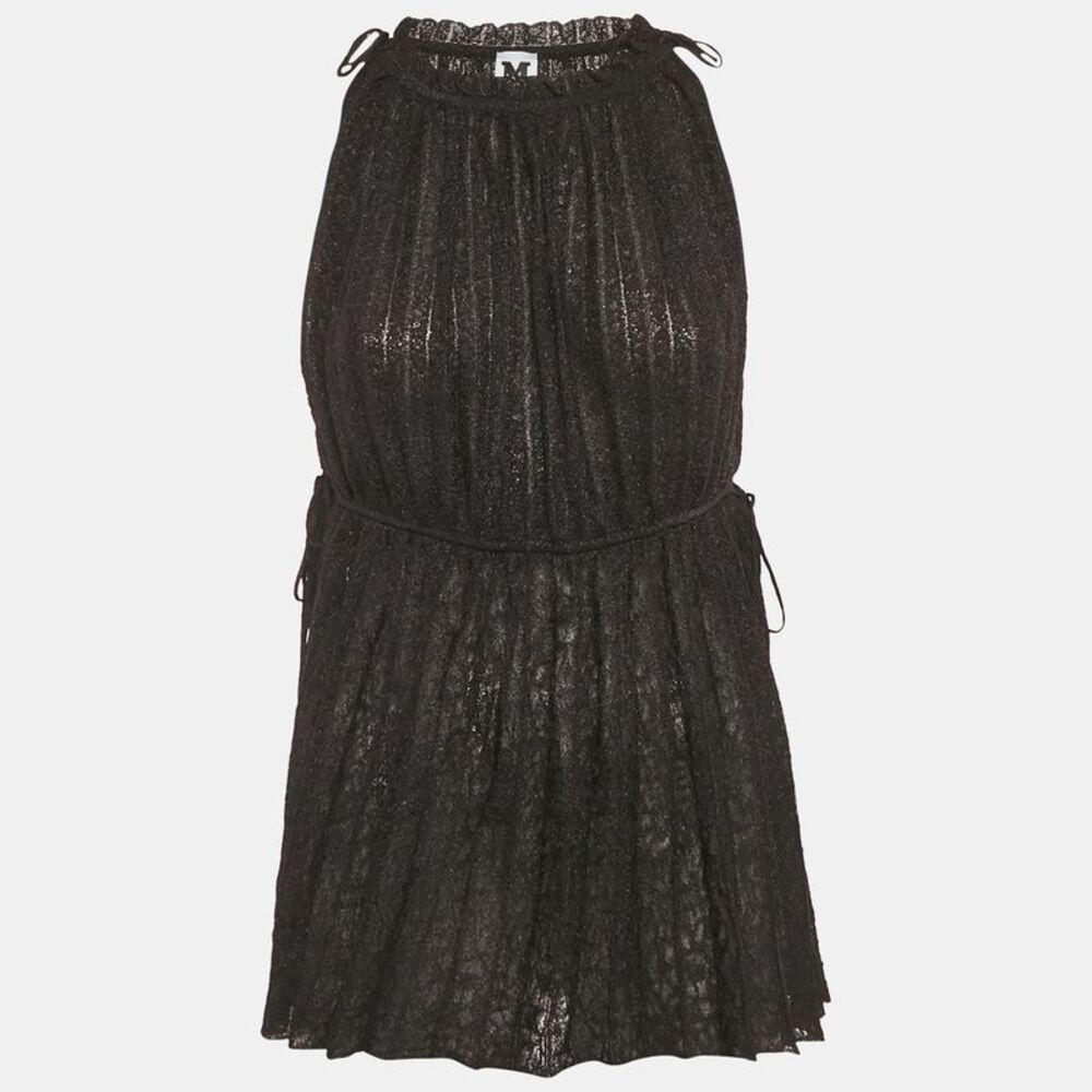 M Missoni Black Lurex Knit Sleeveless Tunic Top L